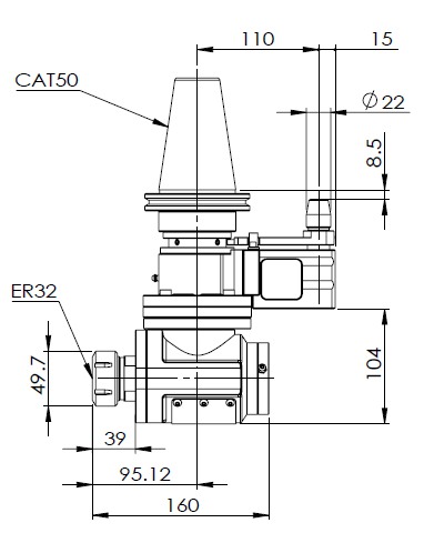 CAT50-ER32 90° CABEZA ANGULAR (TIPO AHA)
