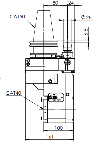CAT50-CAT40 90° OFFSET ALU. CABEZA ANGULAR-80 MM