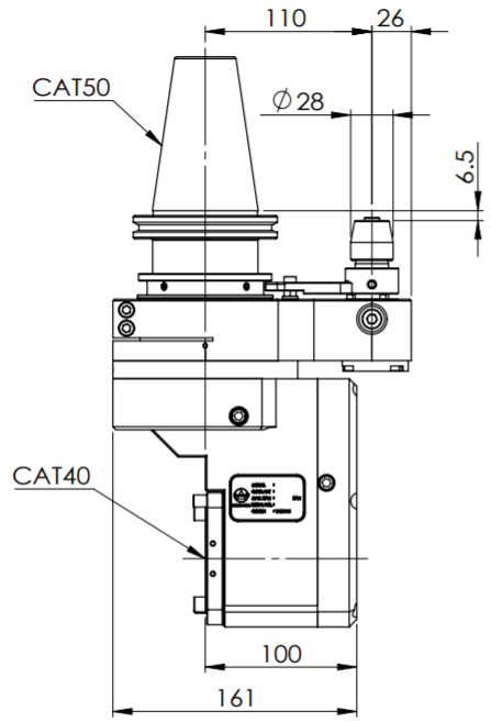 CAT50-CAT40 90° OFFSET ALU. CABEZA ANGULAR-110 MM