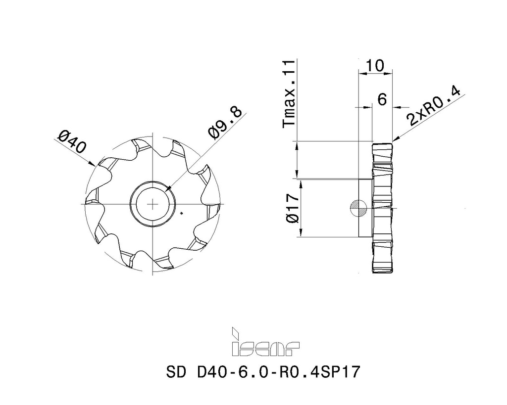 SD D40-6.0-R0.4SP17, ISCAR