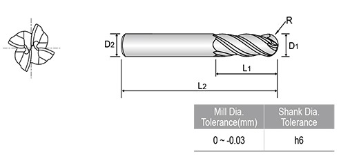 GM815080 X-POWER 4FL LONG B E/M 8X8X14X100 YG1