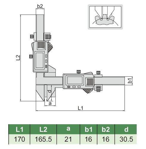1181-M25A DIGITAL GEAR TOOTH CALIPER RANGE M1-25MM READING 0.01MM/0.0005"  (CAT A) INSIZE
