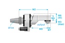 Cabezal Angular a 90 Grados Para Cono CAT50 con salida ER50 Marca ROMAI
