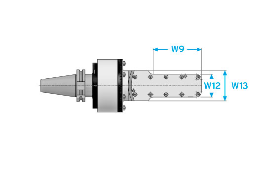 Cabezal Angular a 90 Grados Para Cono CAT50 con salida ER50 Marca ROMAI