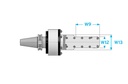 Cabezal Angular a 90 Grados Para Cono CAT50 con salida ER50 Marca ROMAI