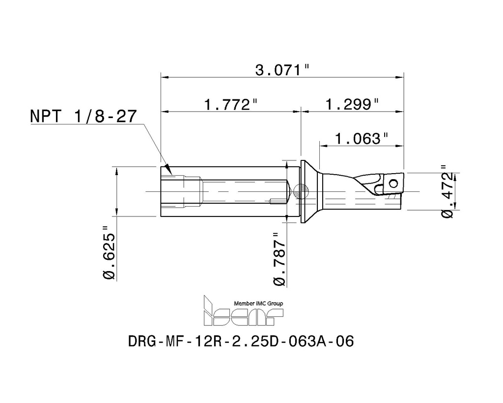 HOLDER DRG-MF-12R-2.25D-063A-06, ISCAR