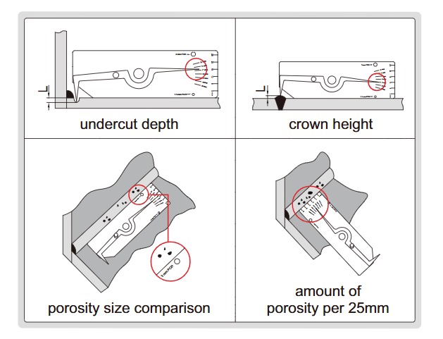 RIVERWELD Medidor de inspección de calibre de soldadura simple V-WAC Marks Metric