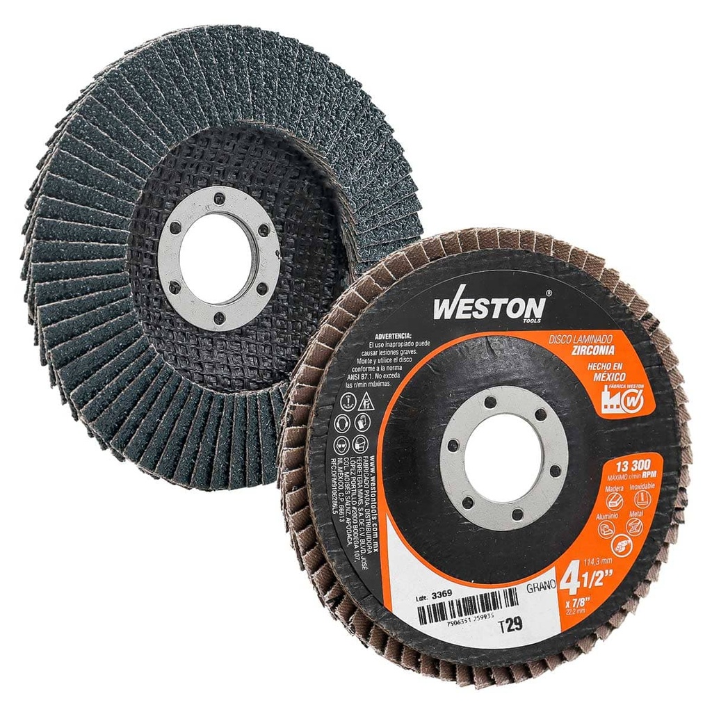 DISCO LAMINADO ZIRCONIO 4-1/2 X 7/8 G60 WESTON