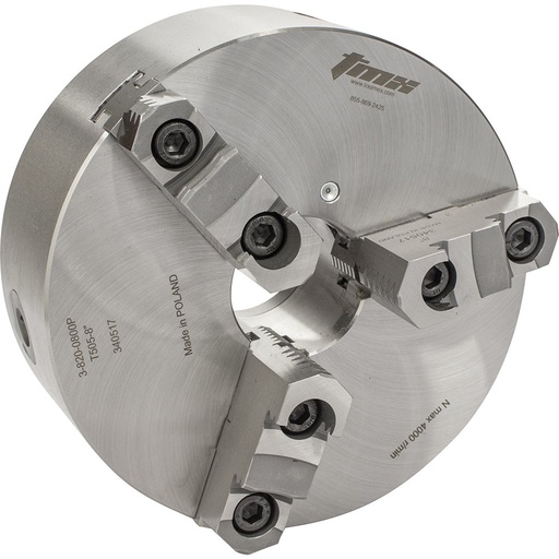 [3-820-1000P] CHUCK UNIVERSAL DE PRECISION 10", 3 MORDAZAS REVERSIBLES, CUERPO DE ACERO FORJADO, RESPALDO PLANO, TMX