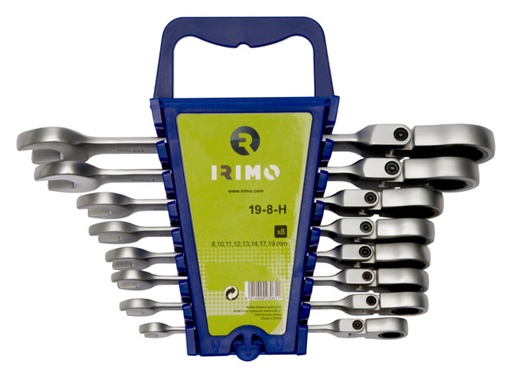 [19-8-H] Juego de llaves combinadas flexibles con matraca y soporte, 8 piezas IRIMO una marca de SNAP ON