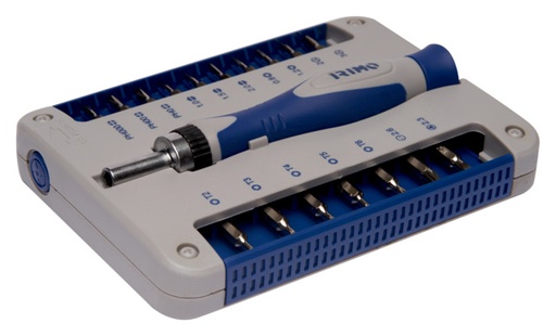 [471-18-1] Juego de destornilladores de precisión con portapuntas de matraca y 17 puntas, 4 mm IRIMO una marca de SNAP ON