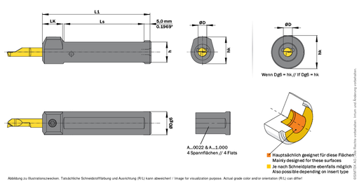 [A04.0.625] ACVJ Simturn AX Toolholder Round Shank, Internal Applications Steel Shank, D=15.875 mm. SIMTEK