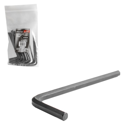 [ST-6-200-325] LLAVE HEXAGONAL L CORTA CrV  4MM  (PRECIO X PZA - EMPAQUE C/20 PZAS) WESTON