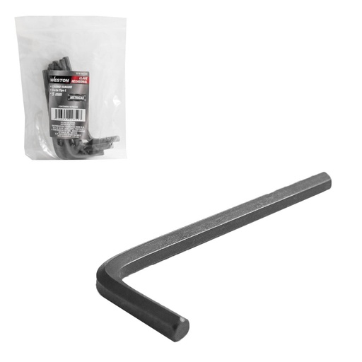 [ST-6-200-330] LLAVE HEXAGONAL L CORTA CrV  5MM (PRECIO X PZA - EMPAQUE C/10 PZAS) WESTON