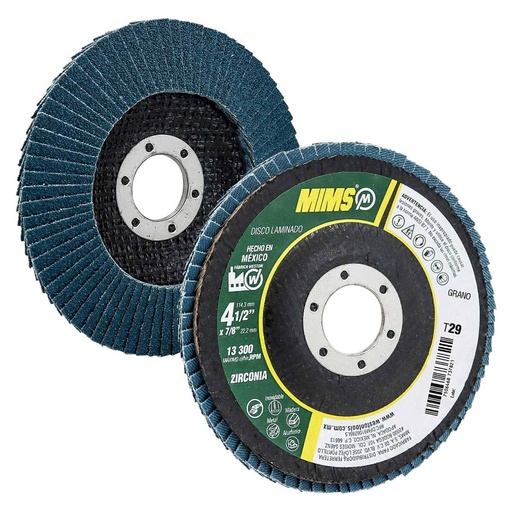 [Z-20396] DISCO LAMINADO ZIRCONIA MIMS (Z60) 4-1/2" X 7/8" T29 (Precio x pieza - Empaque c/10 pzas) WESTON