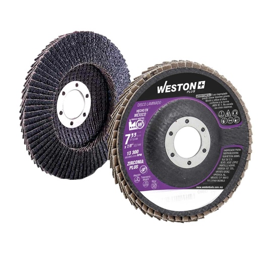 [Z-13605] DISCO LAMINADO ZIRCONIO 7"X7/8" G60 HPWP (Precio x pieza - Empaque c/10 pzas) WESTON